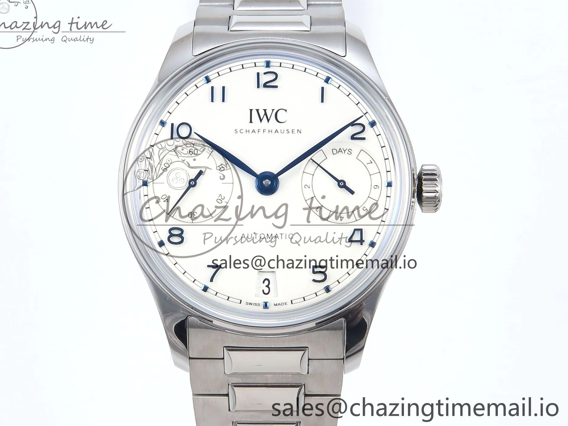 MIROTIME 0112 Portugieser Auto IWC0562C APSF 1:1 Best Edition White Blue Dial on SS Bracelet A EasyCare 6992